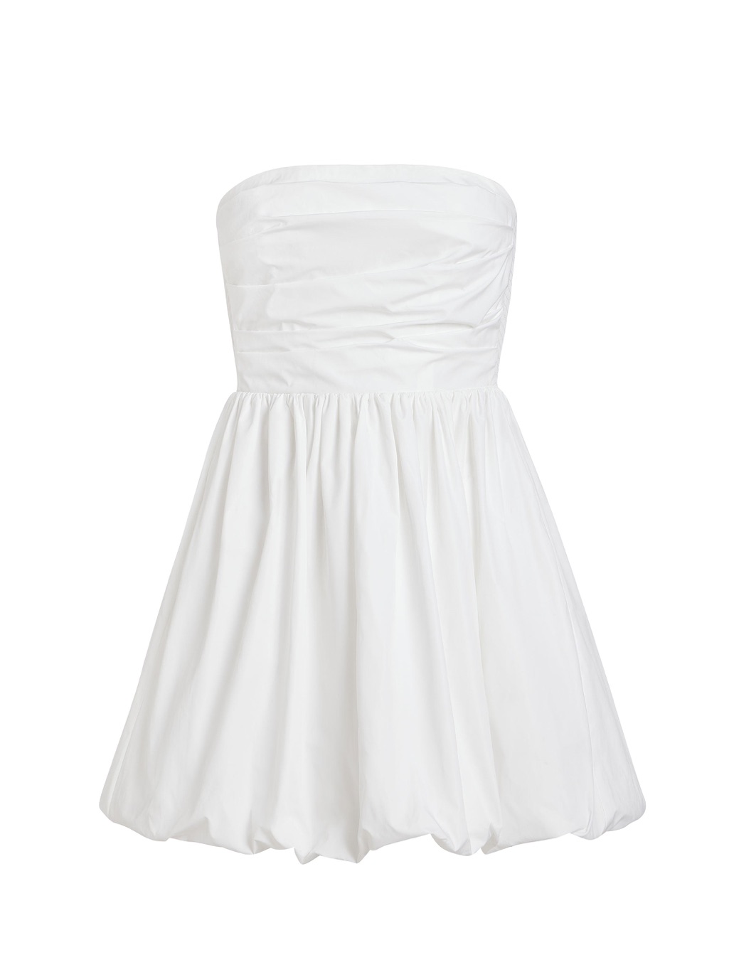 Amanda Uprichard White Oscar Strapless Bubble-Hem Mini Dress